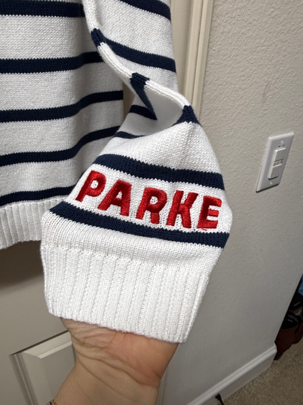 NWT TARGET x PARKE COLLAB White and Navy Striped Crewneck Sweater-medium - Picture 2 of 4